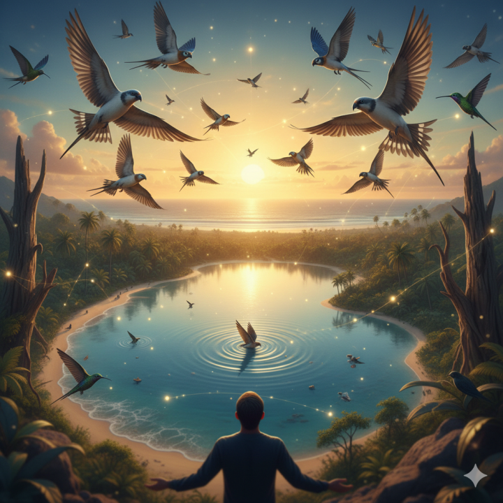 Imagen que ilustra un poema titulado pájaros